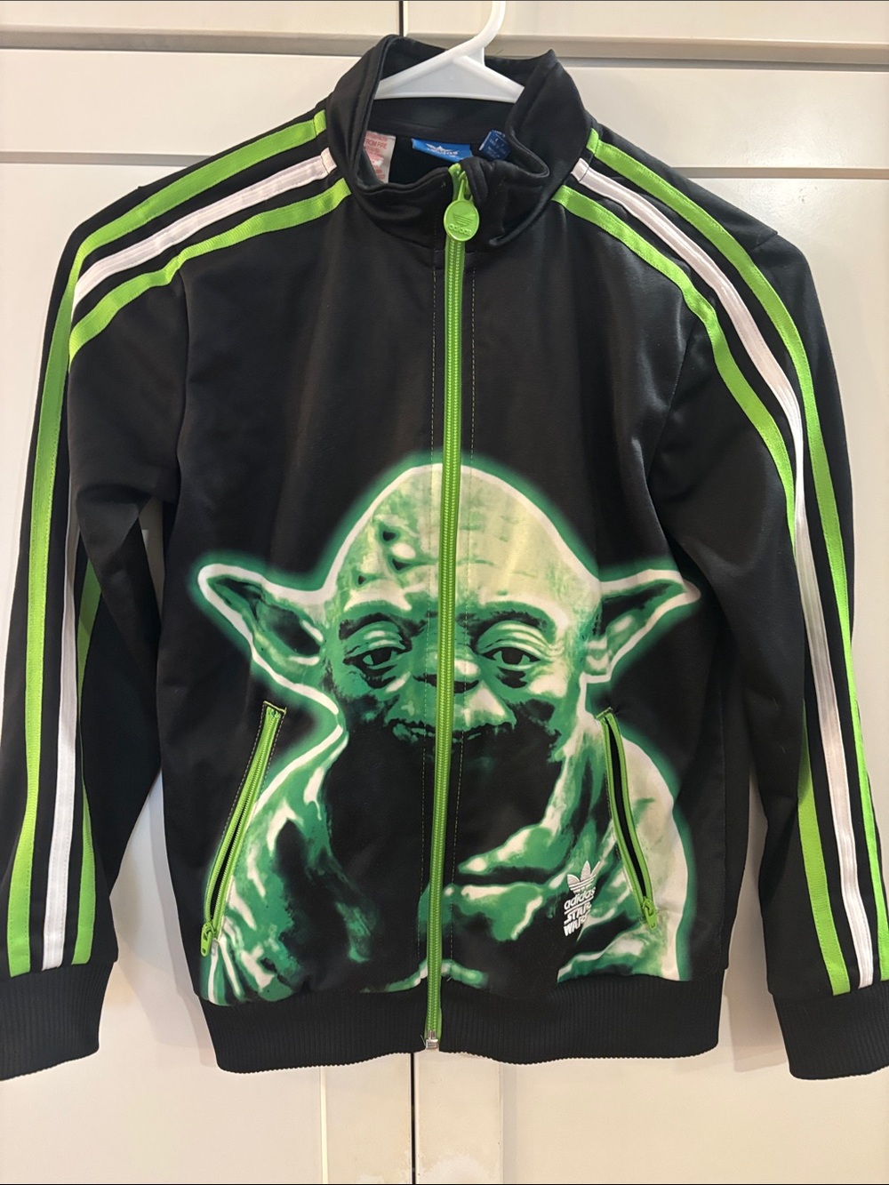 adidas Black & Green Yoda Graphic Zip Track Jacket